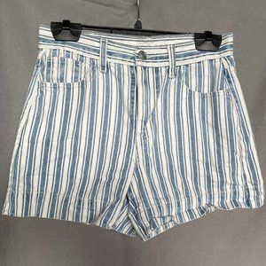 American Eagle striped high waisted jean shorts